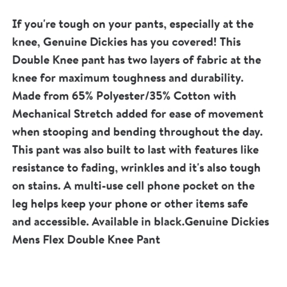 NWT Dickies Flexed Fit Double Knee Pants 42x32 - Picture 3 of 4